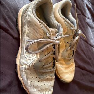 Nike Kids Beige and Gray Athletic Shoes